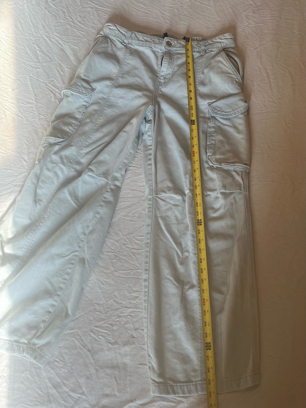 H&M Pale Blue Wide-Leg Cargo Jeans.